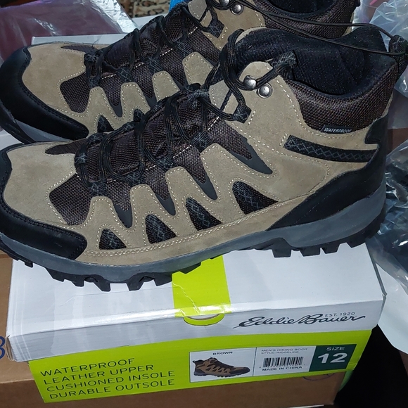 Eddie Bauer Other - Eddie Bauer Men Leather Waterproof Hiking Boots, Size 12M, Color:Brown